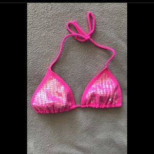 Hot Pink sequin Bikini Top